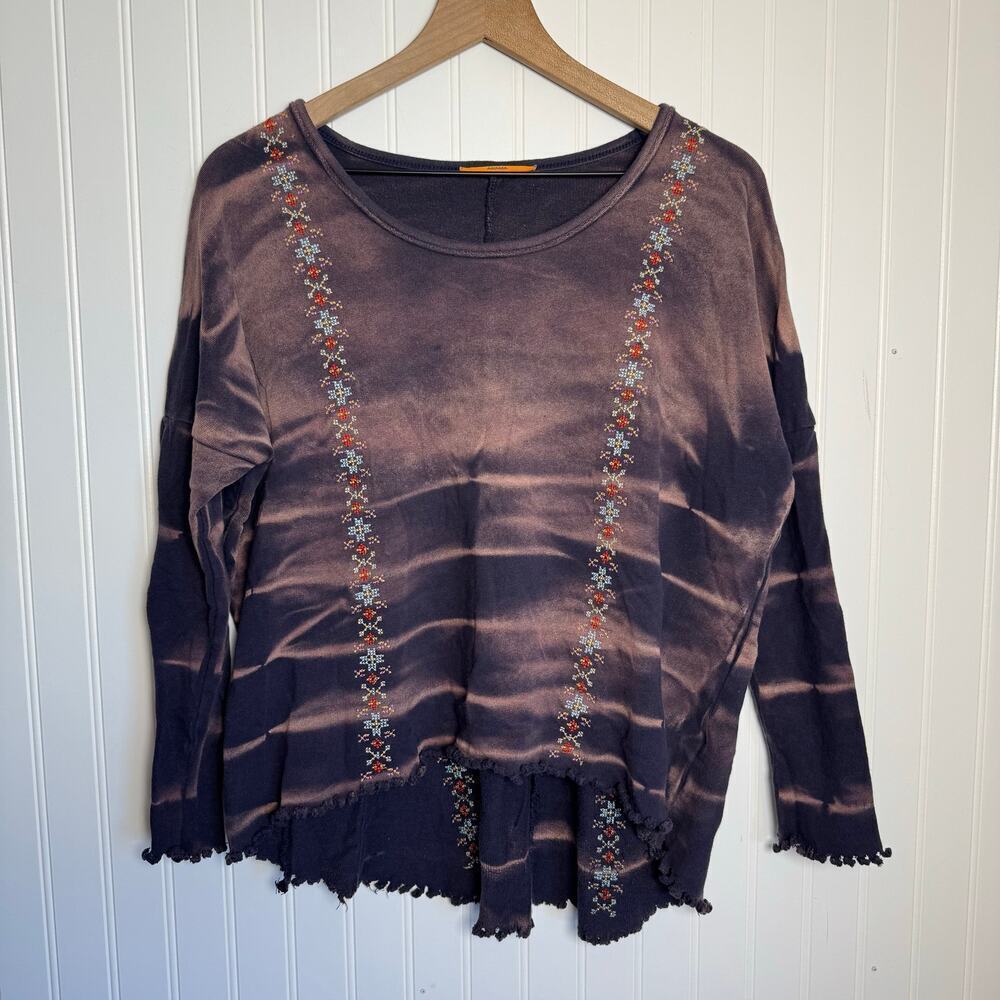 Anama Buckle Tie Dye Embroidered 3/4 Length Sweater Women’s One Size Fits Most